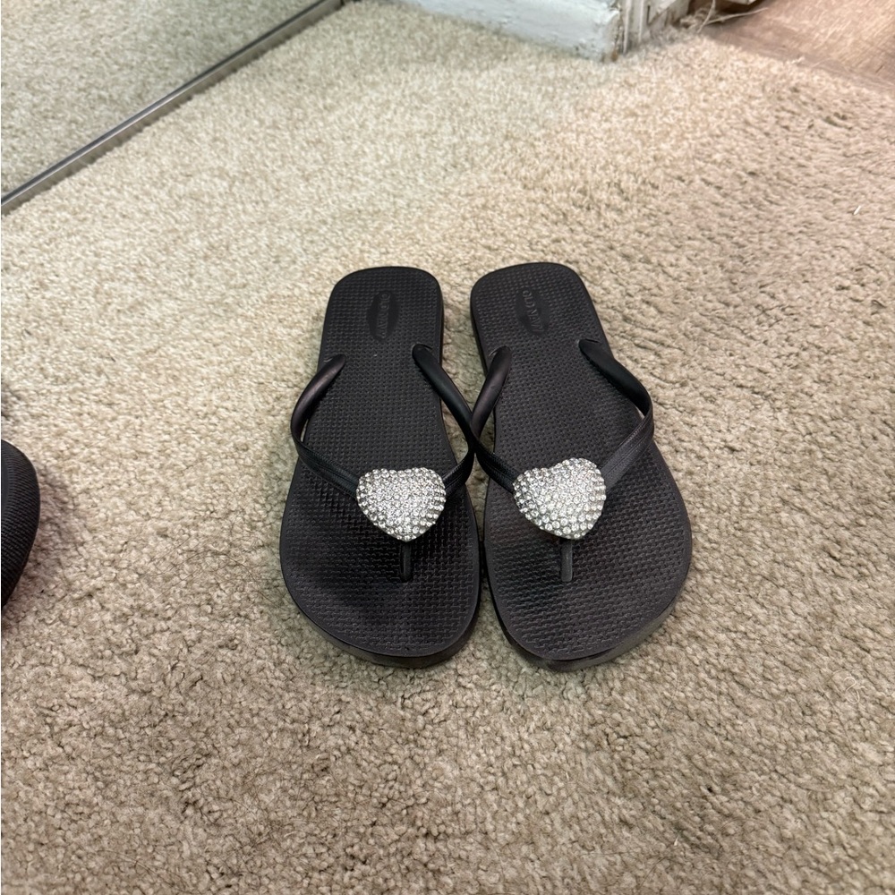Old Navy Black Heart-Embellished Sandals